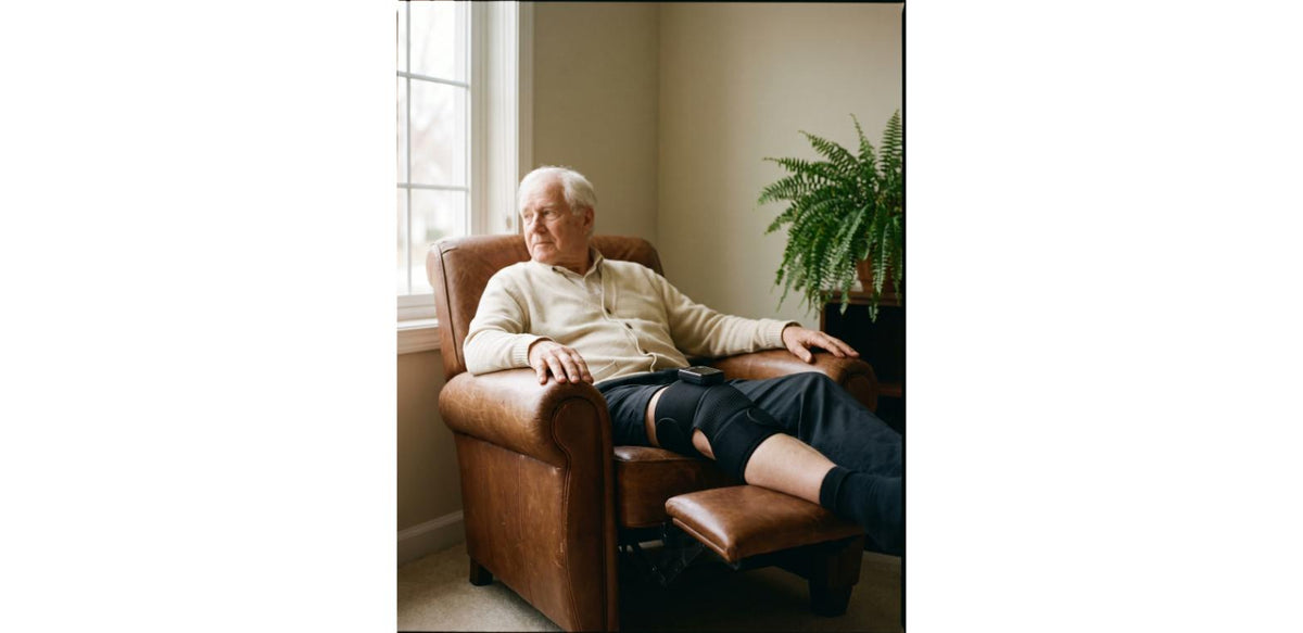 Unknot Knee Wrap in a recliner